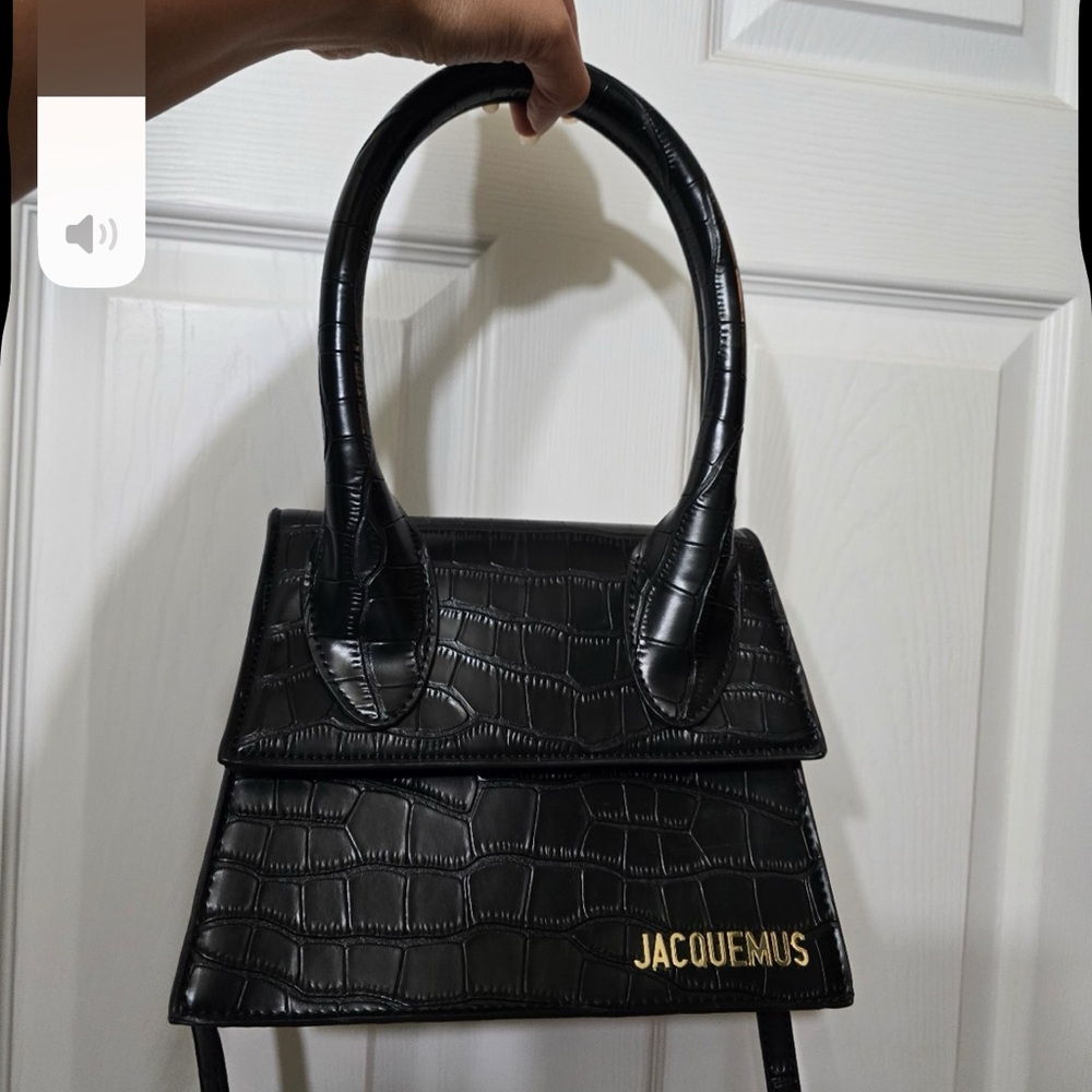 Jacquemus Black Croc-Embossed Mini Bag